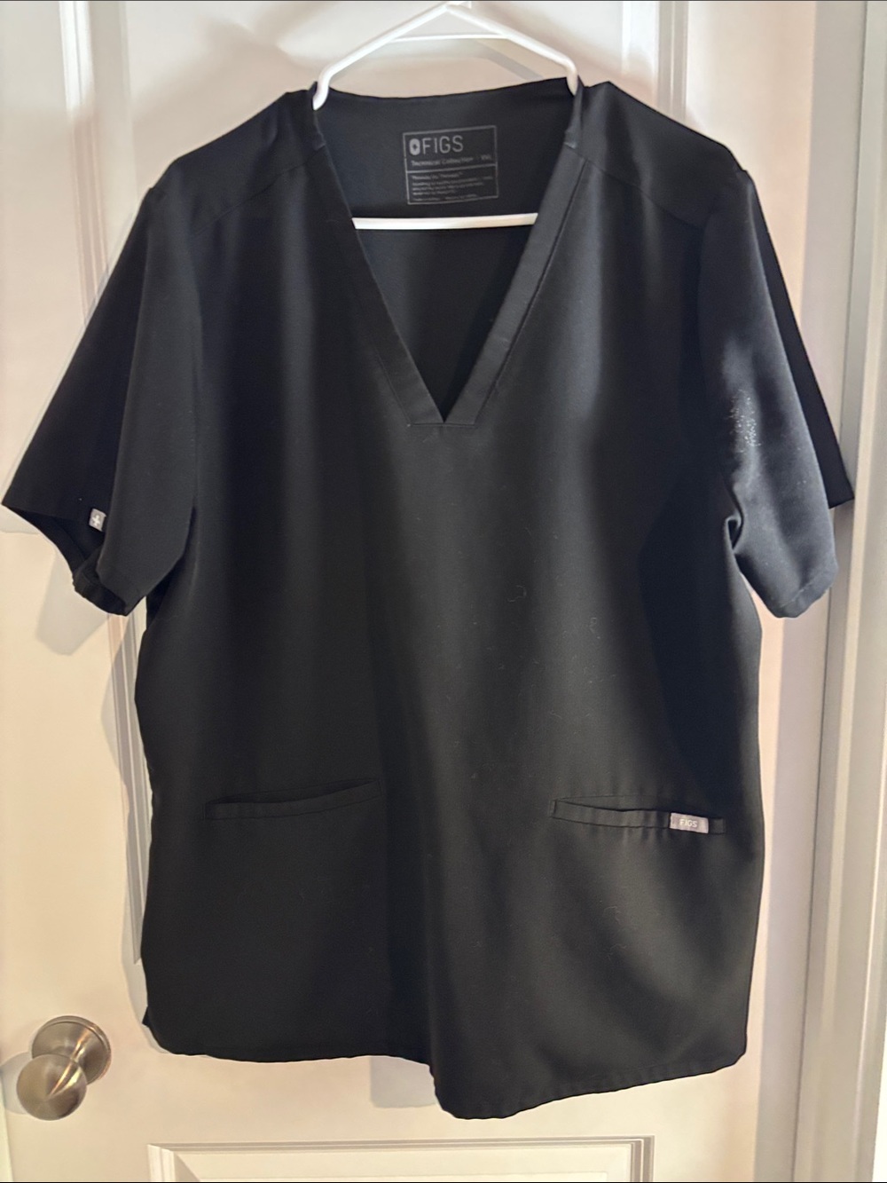 Figs Black V-Neck Medical Scrub Top